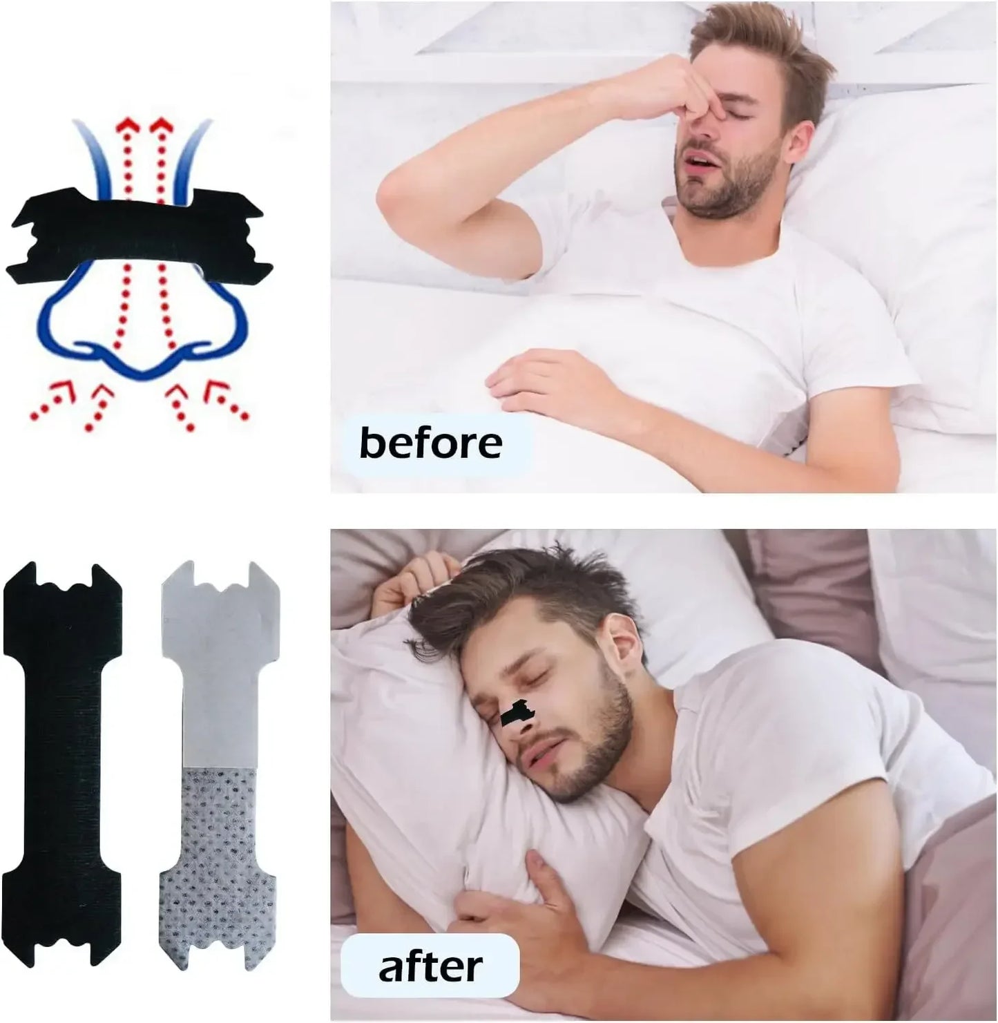 30/90/150, Anti Snoring Nose Patch Set Extra Strength Nasal Strips Better Breathing Non-Invasive Easier Breath Sleep Aid Decive